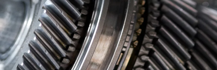 Close-up of gearbox gears